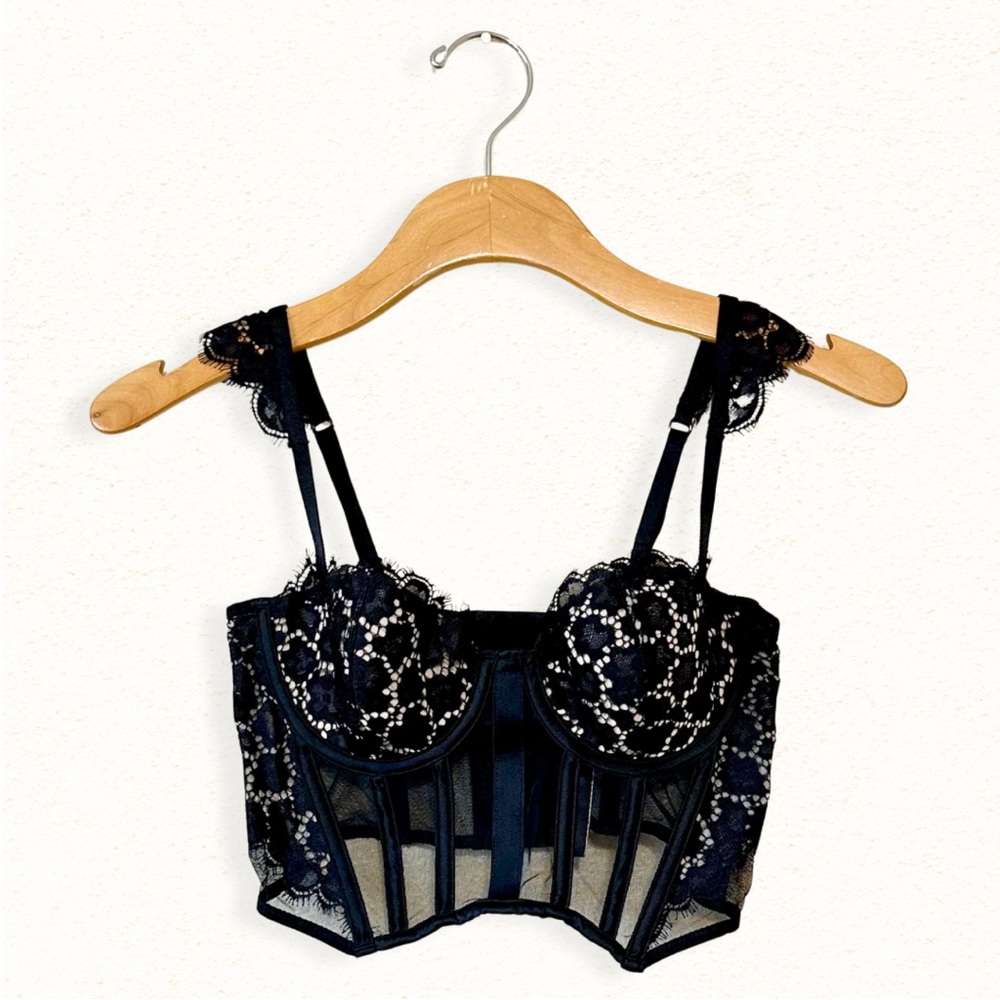 Victoria’s Secret Very Sexy Lace Lined Balconette Bustier Bra - Black, Size 32C